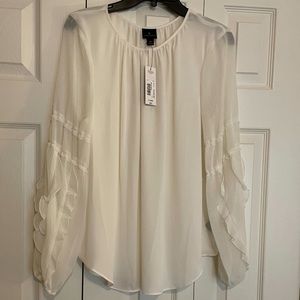 Worthington Cream long sleeve blouse with single hook front closing Size X-Large